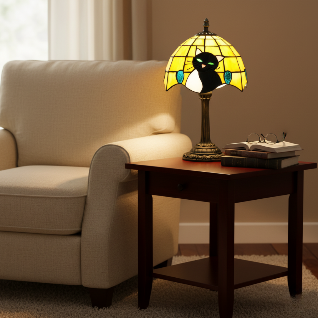 Βασιλική μπαρόκ μαύρη γάτα – επιτραπέζια λάμπα