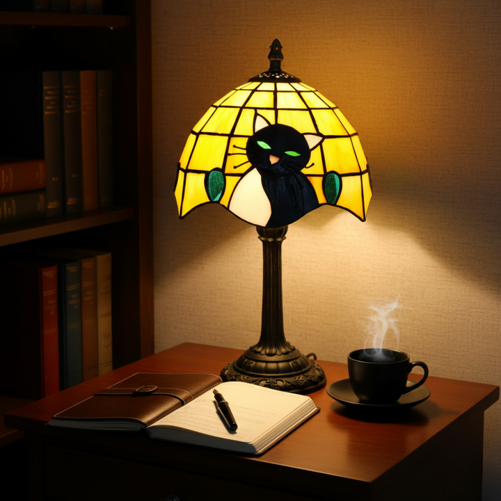Βασιλική μπαρόκ μαύρη γάτα – επιτραπέζια λάμπα
